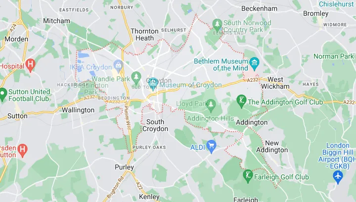 a map of the croydon area